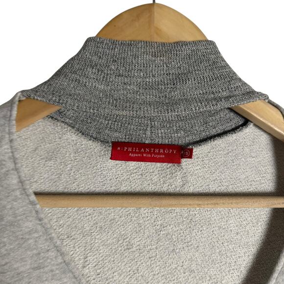 n:Philanthropy Gray Mock Collar Cut Out V-Neck Long Sleeve Sweatshirt Size XS - Picture 6 of 12